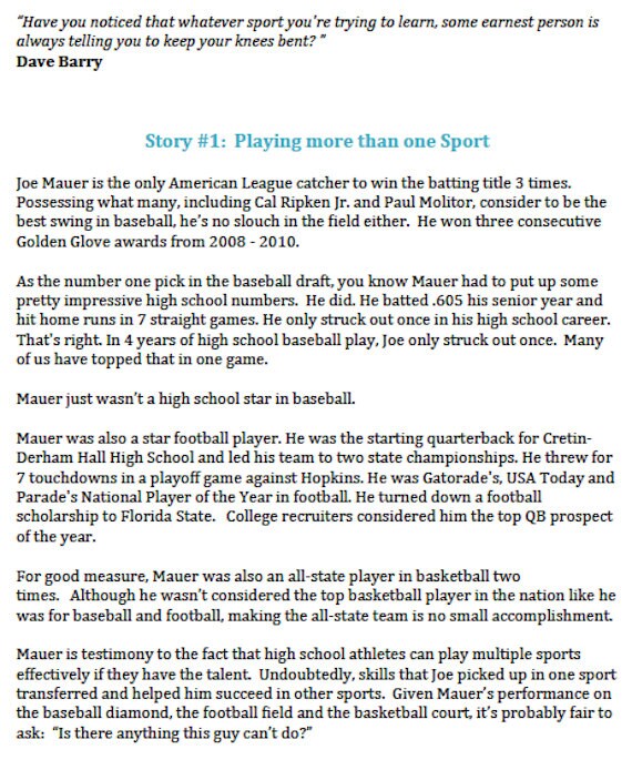 Inspirational baseball story.