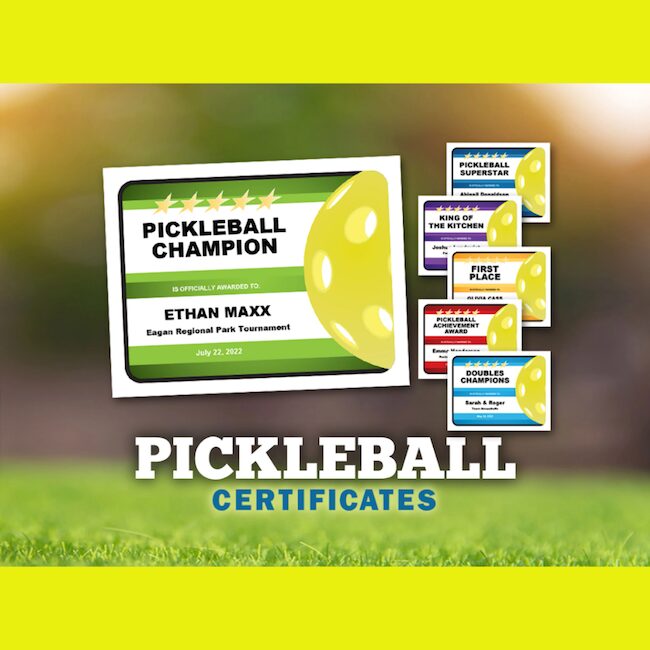 Editable pickleball certificates.